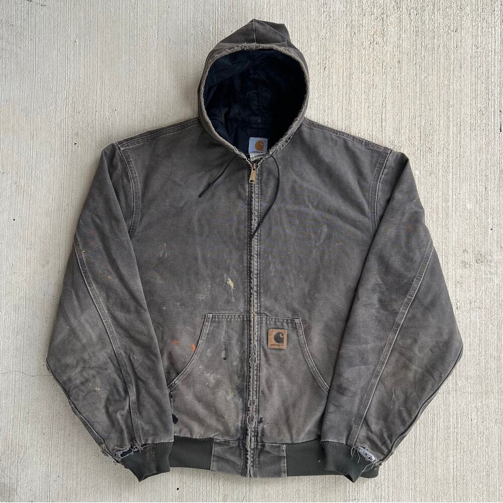 Carhartt green hooded work wear jacket